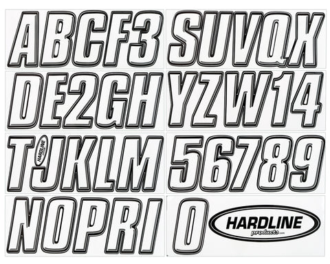 Hardline Boat Lettering Registration Kit 3 in. - 800 Transparent Clear/Black - 800CLBLK