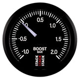 Autometer Stack 52mm -1 to +2 Bar (Incl T-Fitting) Pro Stepper Motor Boost Pressure Gauge - Black - ST3311