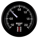 Autometer Stack 52mm -1 to +2 Bar (Incl T-Fitting) Pro Stepper Motor Boost Pressure Gauge - Black - ST3311