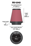 K&N Universal Clamp-On Air Filter 6in FLG / 7-1/2in B / 5in T / 6-1/2in H - RU-1042