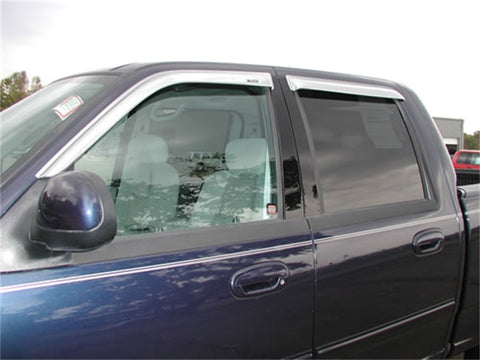 Stampede 2001-2003 Ford F-150 Crew Cab Pickup Tape-Onz Sidewind Deflector 4pc - Chrome - 6142-8