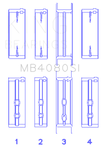 King Engine Bearings GMC 2.8L/3.4L V6 173Ci/207Ci (Size +1.0mm) Main Bearing Set - MB4080SI1.0