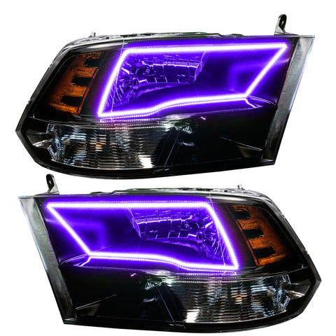 Oracle 09-17 RAM 1500 TRX Quad Pre-Assembled Headlights Blk Housing - w/ BC1 Controller - 7121-335