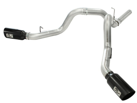 aFe MachForce XP Exhaust 4inch DP-Back All SS 2011-14 GM Diesel Trucks V8-6.6L LML Black Tips - 49-44043-B