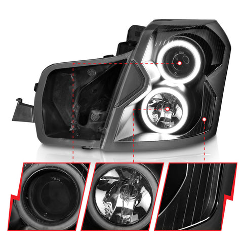 ANZO 2003-2007 Cadillac CTS Projector Headlights w/ Halo Black (CCFL) - 121417