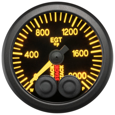 Autometer Stack 52mm 0-2000 Deg F Pro-Control Exhaust Gas Temp Gauge - Black - ST3514