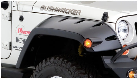Bushwacker 07-18 Jeep Wrangler Max Pocket Style Flares 2pc Extended Coverage - Black - 10045-02