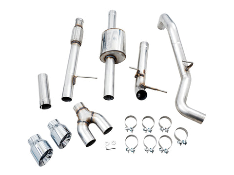 AWE Tuning 4th Gen GM 1500 5.3L 0FG Cat-Back Dual Side Exit (Flat Bumper) - Chrome Tips - 3015-22207