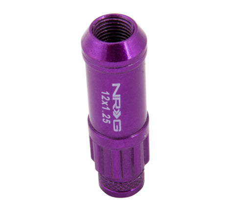 NRG 700 Series M12 X 1.25 Steel Lug Nut w/Dust Cap Cover Set 21 Pc w/Locks & Lock Socket - Purple - LN-LS710PP-21