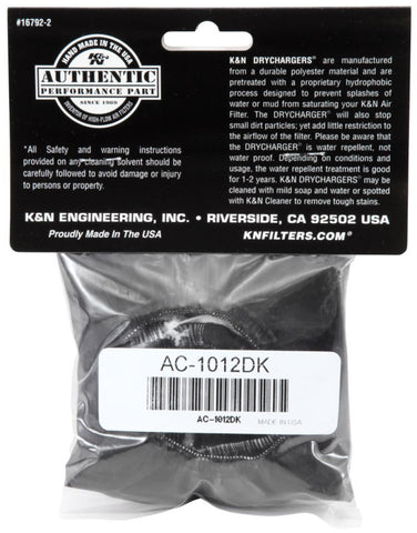 K&N 12-13 Arctic Cat Wildcat 1000  Air Filter Wrap, Black - AC-1012DK