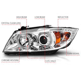 ANZO 2006-2008 BMW 3 Series E90-E91 Projector Headlights w/ Halo w/ LED Bar Chrome (CCFL) - 121336