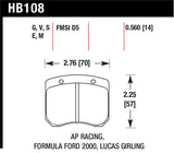 Hawk 1984-1986 Alfa Romeo GTV-6 2.5 HPS 5.0 Front Brake Pads - HB180B.560