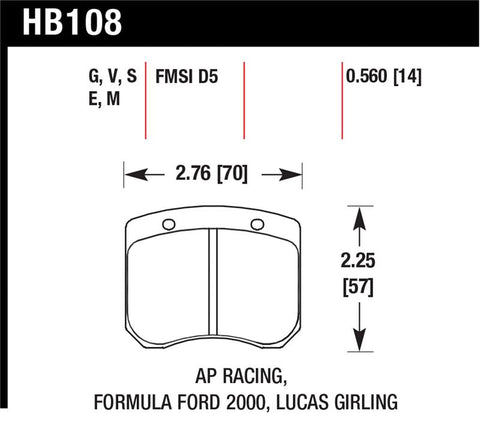Hawk 1984-1986 Alfa Romeo GTV-6 2.5 HPS 5.0 Front Brake Pads - HB180B.560