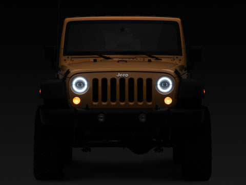 Raxiom 07-18 Jeep Wrangler JK Axial Series LED Headlights- Black Housing (Clear Lens) - J132813