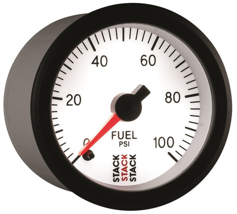 Autometer Stack 52mm 0-100 PSI 1/8in NPTF Male Pro Stepper Motor Fuel Pressure Gauge - White - ST3356