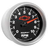 AutoMeter Gauge Tachometer 3-3/8in. 10K RPM In-Dash Chevy Red Bowtie Black - 3697-00406