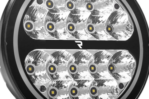 Go Rhino Xplor Blackout Series Round LED Driving Light w/DRL (Surface/Threaded Stud Mnt) 7in. - Blk - 750800711DRS