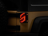 Raxiom 07-18 Jeep Wrangler JK Axial Series Trident LED Tail Lights- Blk Housing (Clear Lens) - J173719