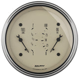 AutoMeter Gauge Dual Fuel & Oilp 3-3/8in. 0 Ohm(e) to 90 Ohm(f)& 100PSI Elec Antique Beige - 1824
