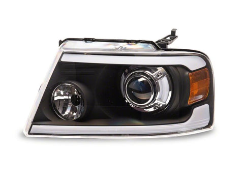 Raxiom 04-08 Ford F-150 Axial Series Projector Headlights with LED Bar- Black Housing- Clear Lens - T566363
