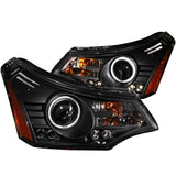 ANZO 2008-2011 Ford Focus Projector Headlights Black - 121272
