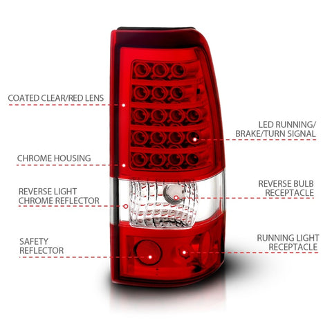 ANZO 2003-2006 Chevrolet Silverado 1500 LED Taillights Red/Clear - 311007