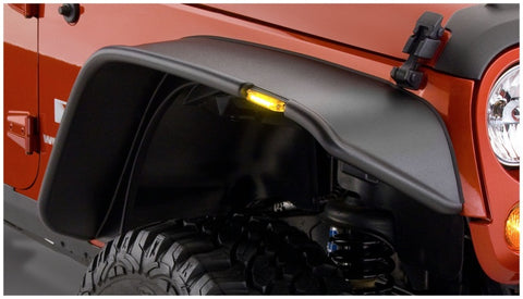 Bushwacker 07-18 Jeep Wrangler Unlimited Flat Style Flares 4pc 4-Door Sport Utility Only - Black - 10918-07