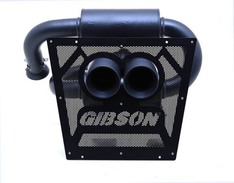 Gibson 2024 Cam-Am Maverick R 4in. T304 Stainless Round Dual Wall Slash-Cut Tip - Black Ceramic - 98057