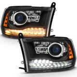 ANZO 2009-2018 Dodge Ram 1500 Projector Headlights Plank Style Halo w/Switchback Matte Black - 111489