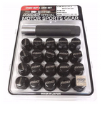Rays M12x1.25 5 holes 16pcs nut, 4pcs Lock nut, 1 adapter & 1 lock nut key - Black - W1712125B