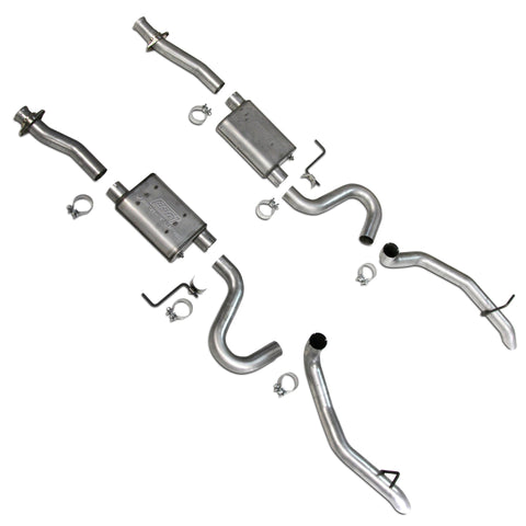 BBK 87-93 Mustang GT Cat Back Kit Varitune Mufflers - Aluminized turn downs - 3002