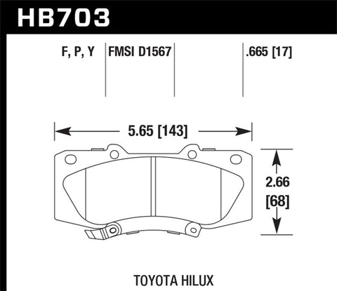 Hawk 05-13 Toyota Hilux LTS Street Brake Pads - HB703Y.665