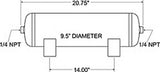 Firestone Air Tank 5 Gallon 9.5in. x 20.7in. (2) 1/4in. NPT Ports 150 PSI Max - Black (WR17609191) - 9191