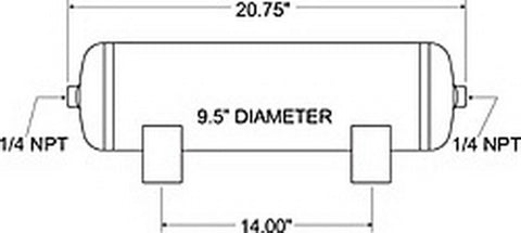 Firestone Air Tank 5 Gallon 9.5in. x 20.7in. (2) 1/4in. NPT Ports 150 PSI Max - Black (WR17609191) - 9191