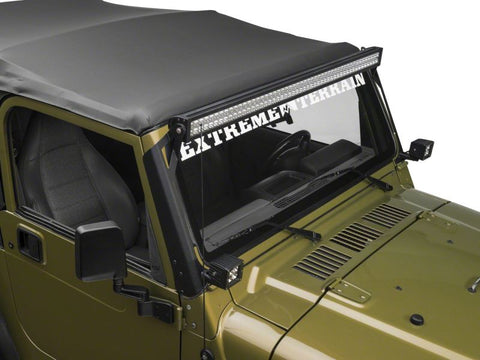Raxiom 97-06 Jeep Wrangler TJ 50-In LED Light Bar Windshield Mount w/ Auxilliary Bracket - J106746