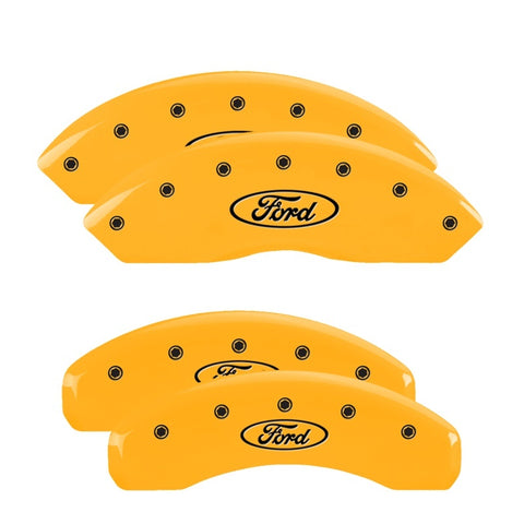 MGP 4 Caliper Covers Engraved F & R Oval Logo/Ford Yellow Finish Black Char 2002 Ford Explorer Sport - 10040SFRDYL