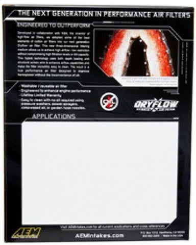 AEM 90-06 BMW 2.0/2.2/2.5/2.8/3.0/3.2L DryFlow Panel Non Woven Synthetic Air Filter - 28-20070