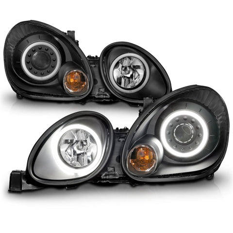 ANZO 1998-2005 Lexus Gs300 Projector Headlights w/ Halo Black - 121144