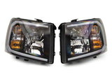 Raxiom 07-13 Chevrolet Silverado 1500 Axial Headlights w/ SEQL LED Bar- Blk Housing (Clear Lens) - S138004