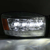 AlphaRex 06-08 Dodge Ram 1500HD NOVA LED Proj Headlights Plank Style Blk w/Seq Signal/DRL/Amber LED - 880537