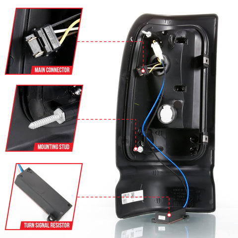 ANZO 1994-2001 Dodge Ram 1500 LED Taillights Plank Style Black w/Clear Lens - 311339