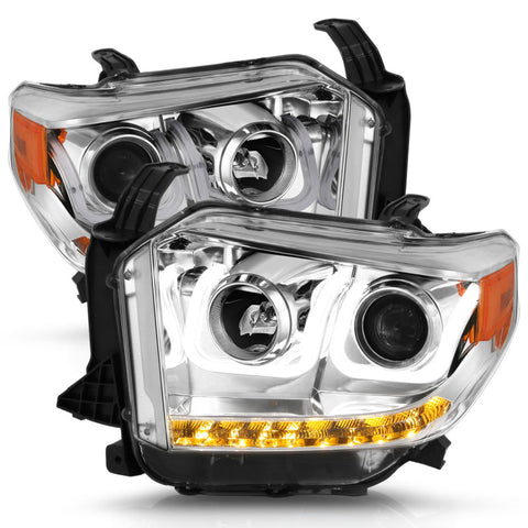 ANZO 2014-2015 Toyota Tundra Projector Headlights w/ U-Bar Chrome w/ DRL - 111327