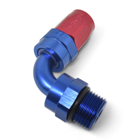 Russell Performance Hose End #6 Hose to #6 Radius Inlet Port Swivel 90 Deg Red/Blue - 612460