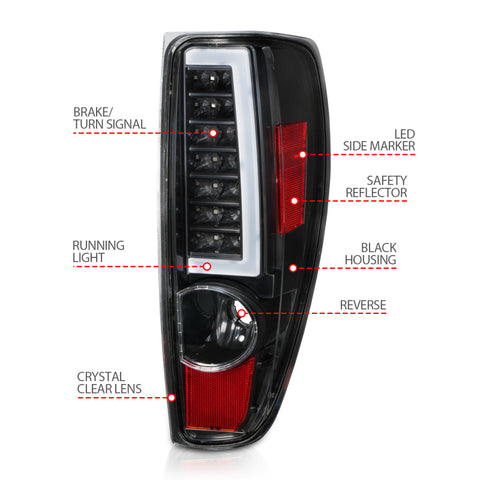ANZO 2004-2012 Chevrolet Colorado/ GMC Canyon LED Tail Lights w/ Light Bar Black Housing - 311382