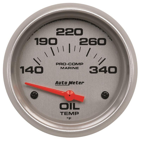 Autometer Marine Silver Ultra Lite Electric Oil Temperature Gauge 2-5/8in 140-300 Deg F - 200765-33