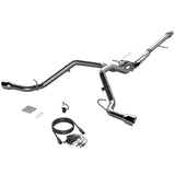 QTP 14-18 Chevy Silverado 1500 4.8L/5.3L EC/CC SB 304SS Scrmr Cat-Back Rear Split Exit w/4.5in Tips - 410015