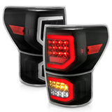 ANZO 2007-2013 Toyota Tundra LED Taillights Plank Style Black w/Clear Lens - 311336