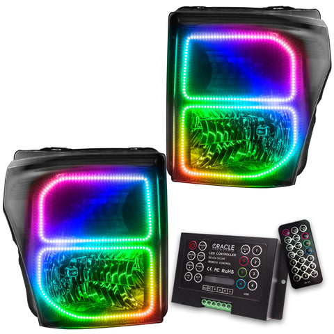 Oracle 11-16 Ford F250/350 LED HL - Black - ColorSHIFT w/ 2.0 Controller - 8159-333