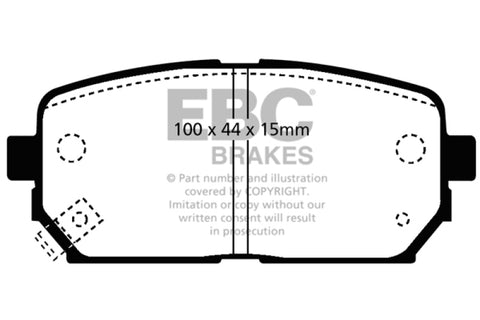 EBC 2007-2010 Kia Rondo 2.4L Ultimax2 Rear Brake Pads - UD1296