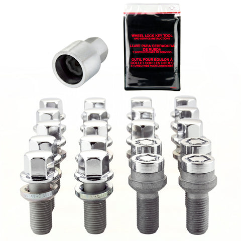 McGard 5 Lug Hex Install Kit w/Locks (Radius Seat Bolt) M14X1.5 / 17mm Hex / 26.3mm Shank L - Chrome - 68018